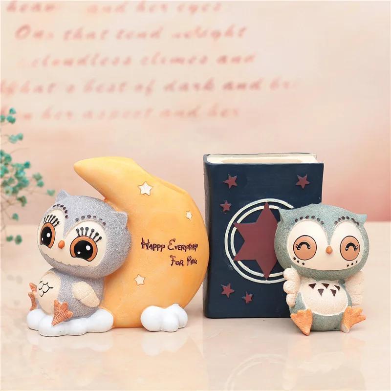 

Cute Owl pen holder desk ornaments student pen case creative brush pot plant children birthday gift ins girlfriend present