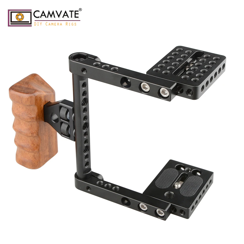 CAMVATE DSLR Video Camera Cage Stabilizer Rig with Wooden Handle(right) C1657 camera photography ac