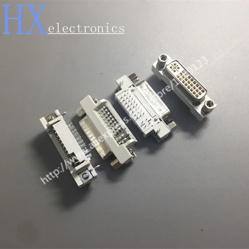 

Free shipping 5PCS DVI Interface DVI 24 + 5 pin DVI connector computer monitor 90 degrees plate inserted female