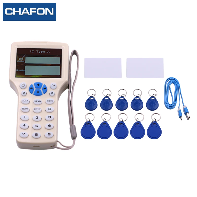 

CHAFON English USB RFID NFC Copier IC/ID Reader/Writer/ Duplicator+ 5pcs ID EM4305 Keyfobs + 5pcs 13.56mhz UID Keyfobs