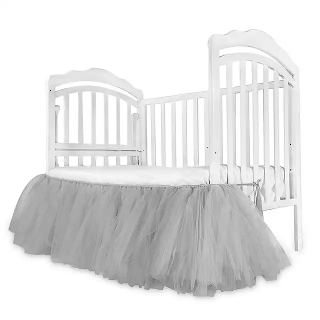 Ruffled Crib Skirt Baby Bed Skirt Decoration Tulle Lace Baby