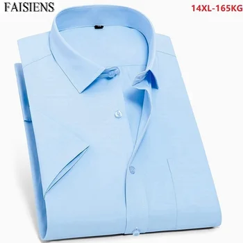 

5XL 6XL Summer Simple Shirts Men Office Shirts Short Sleeve Formal Business Plus Size 8XL 9XL 10XL Simple Solid Color Men Shirt
