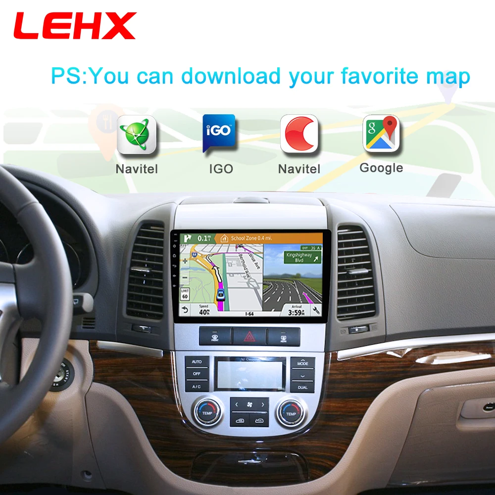 LEHX Автомагнитола Android 8,1 2 Din мультимедийный плеер для hyundai Santa Fe 2005-2012 wifi автомобильный DVD Gps навигация