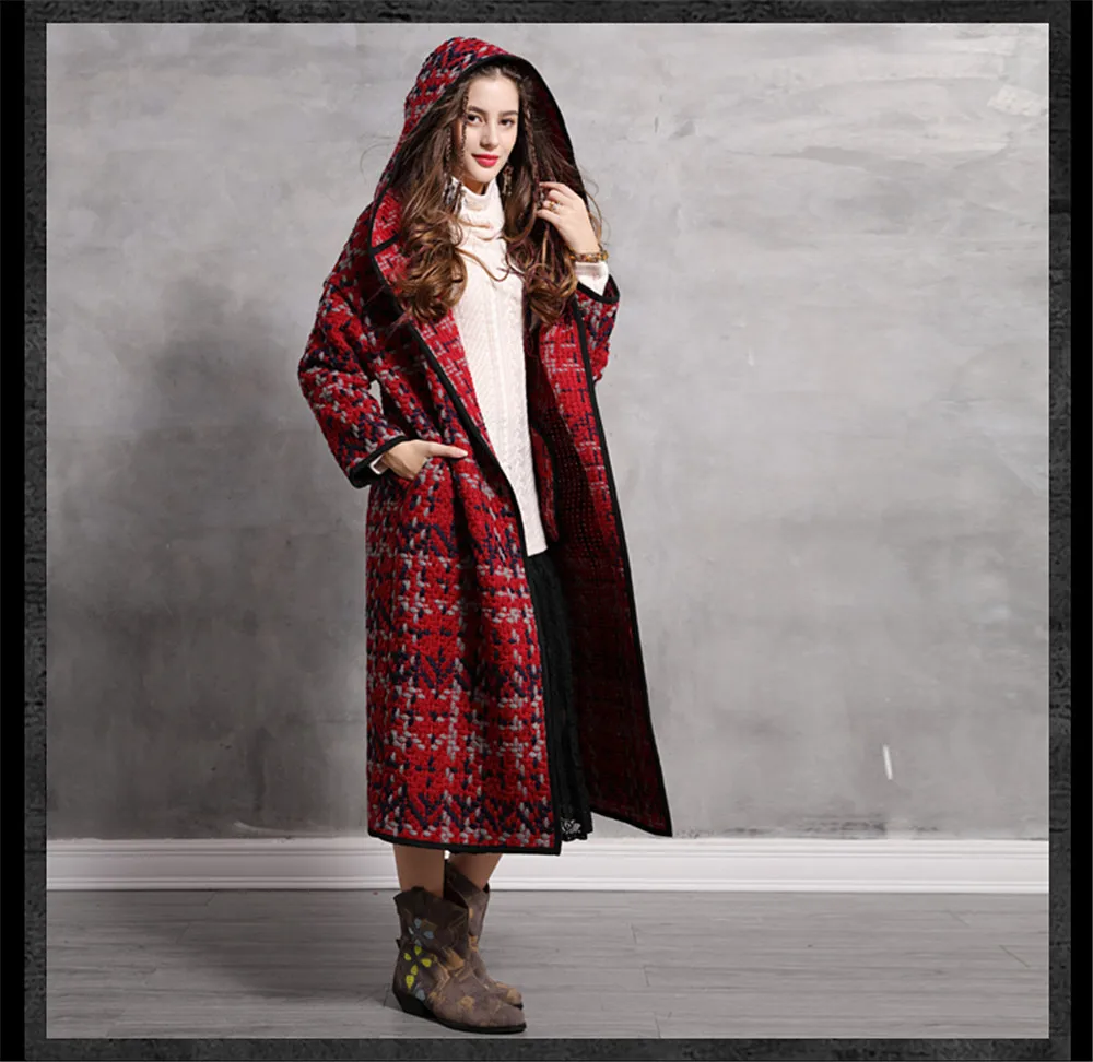 Vintage Hooded Women Wool Coats 2018 Winter Long Coat WomanOpen Stitch Red Jacket Women Xasaco Feminino Outwear Thicken (13)