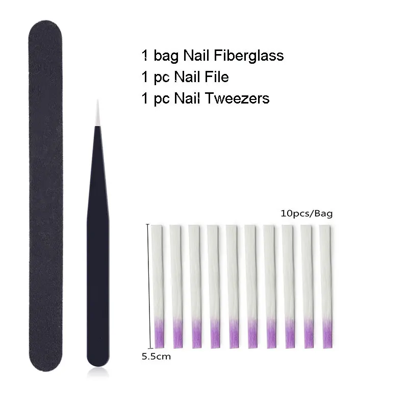 Стекловолоконная Форма для ногтей белые акриловые наконечники для нейл-арта Быстрое расширение маникюрный набор инструментов для ногтей DIY дизайн - Цвет: Коричневый