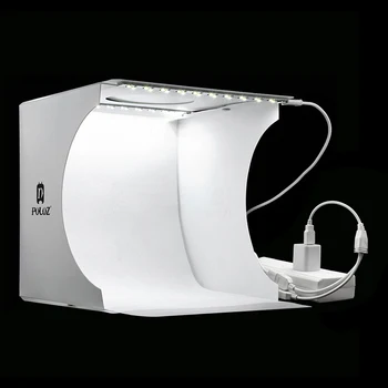 

PULUZ US Plug Mini folding Lightbox photo background kit light box 2 panel LED light soft box photography photo studio Softbox