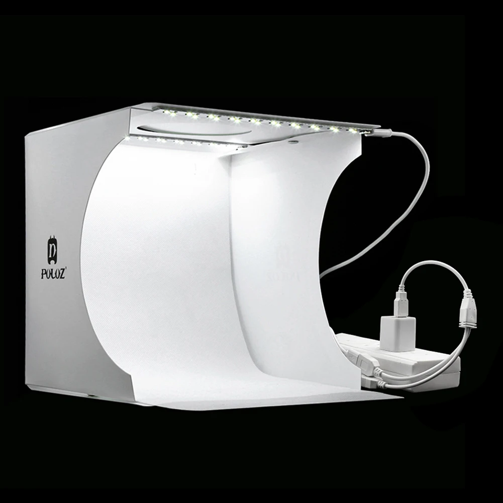 PULUZ US Plug Мини складной светильник box Фото Набор для фона 2 панели светодиодный