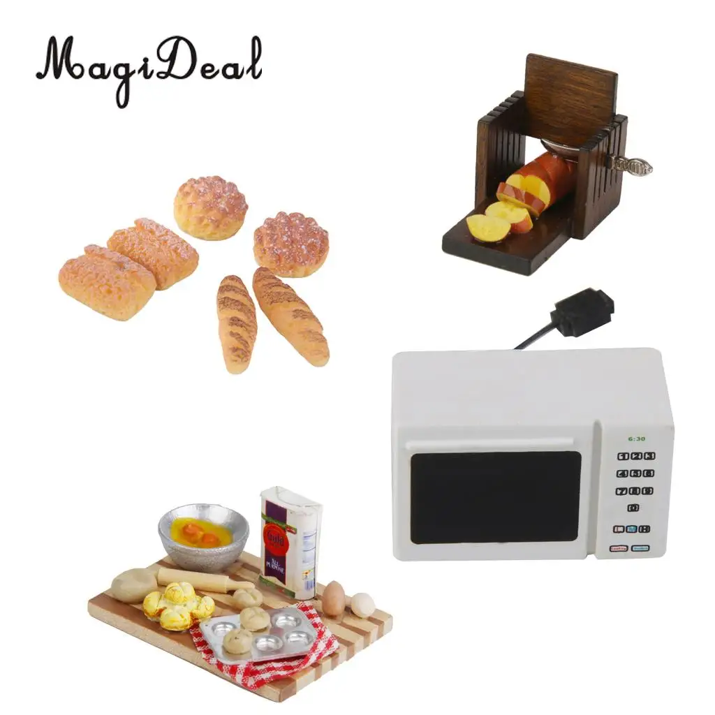 Modern Style 1:12 Scale Dollhouse Miniature Mini Wooden White Microwave Oven for Dolls House Kitchen Decor Life Scenes Toy
