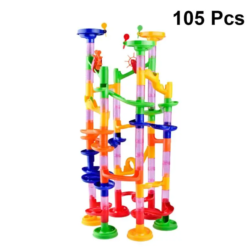 

105PCS Assembled Ball Track Blocks Run Race Labyrinth Educational Pipe DIY Construction Track Game Toys Railway Building Blocks
