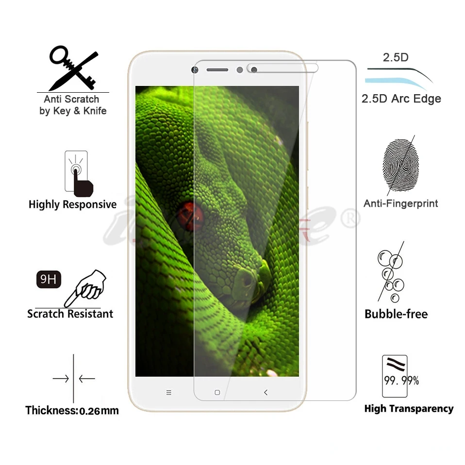 Icoque 9H 2.5D Glass for Xiaomi Redmi Note 5a Prime Tempered Glass Film for Xiomi Xaomi Redmi Note5a Redmi Note 5a Prime Screen Protector Glasses (3)