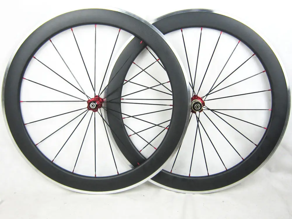 

1590g/pair 700C 50mm carbon aluminum 50mm clincher F20/R24h wheel UD glossy ultralight ceramic hub free titanium CNC skewers