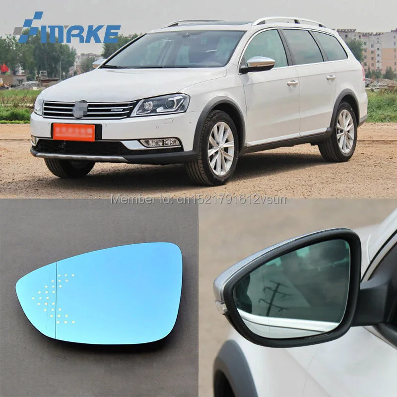 SmRKE, 2 шт., для Volkswagen Magotan, зеркало заднего вида, синие очки, широкий угол, Светодиодные поворотники, светильник, Мощный нагрев