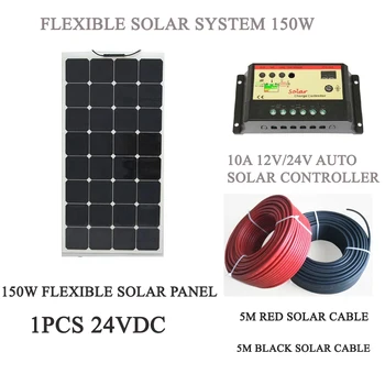 

Solar Panel 150W etfe Solar Complete Kit System For Boat, RV, Camper with Solar Charge Controller and Extension Solar Cable