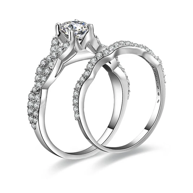 Colorfish Original Authentic 925 Sterling Silver Women Infinity Ring Colorfish Original Authentic 925 Sterling Silver Women Infinity Ring Set 0 5 Ct Round Twist Braided Engagement