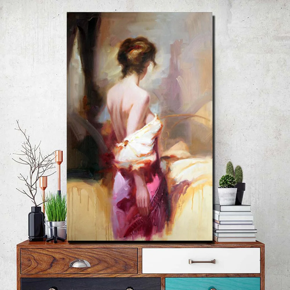 

Сексуальная абстрактная женщина, цветок, картина маслом, печать на Плакаты для девочек, настенная живопись, декоративные картины для гостиной, рисунок на холсте