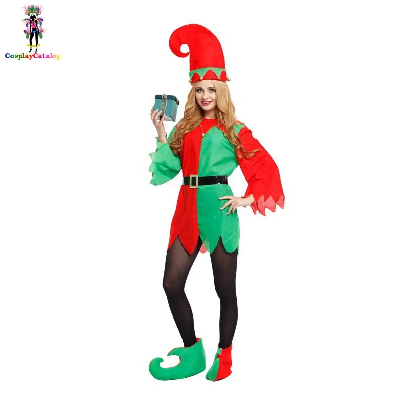 Womens Santas Helper Costume Christmas Sexy Naughty Elf Costumes For