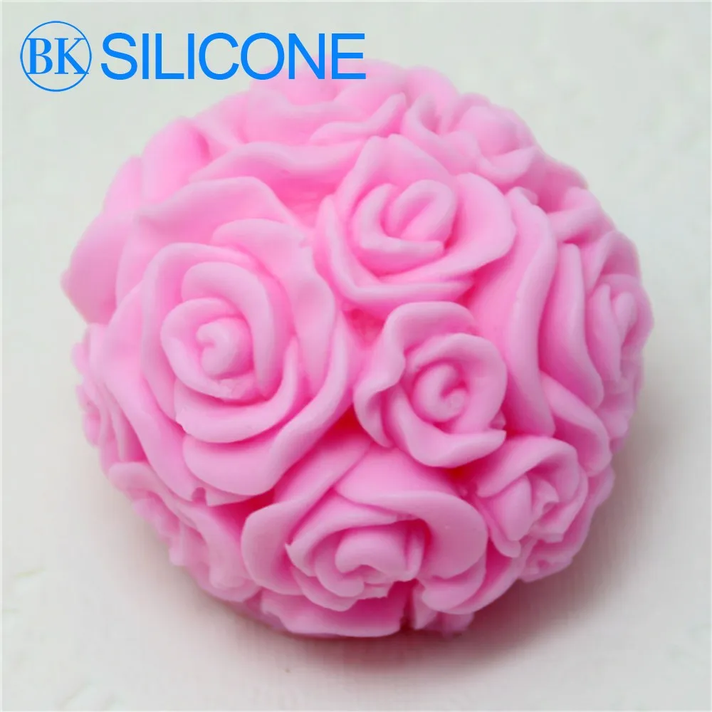 

AF003 Rose Silicone Molds soap Candle Mould Cake Decorating Tools Rose flower ball 3D Mold