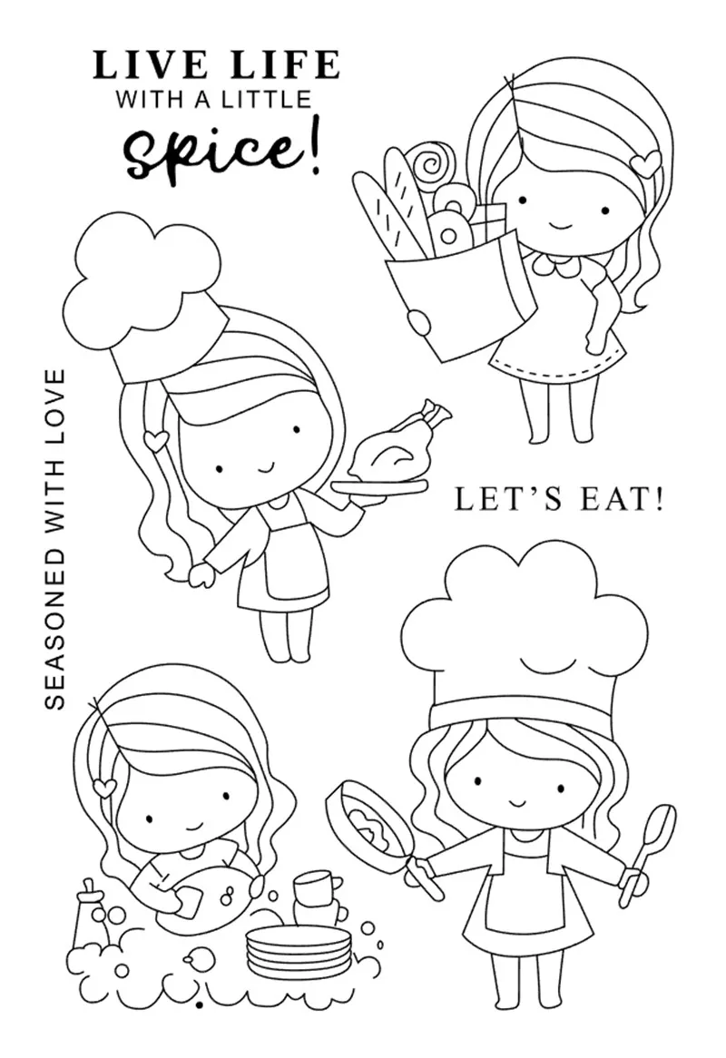 

11x16 Girl is cooking TBig ice cream ransparent Clear Stamps Silicone Seals for DIY scrapbooking photo album Card Making