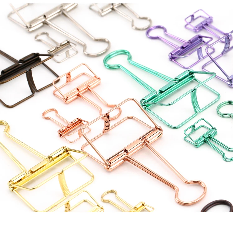 Mr Paper 8 Colors 3 Sizes Ins Colors Gold Sliver Rose Green Purple Binder Clips Large Medium Small Office Study Binder Clips