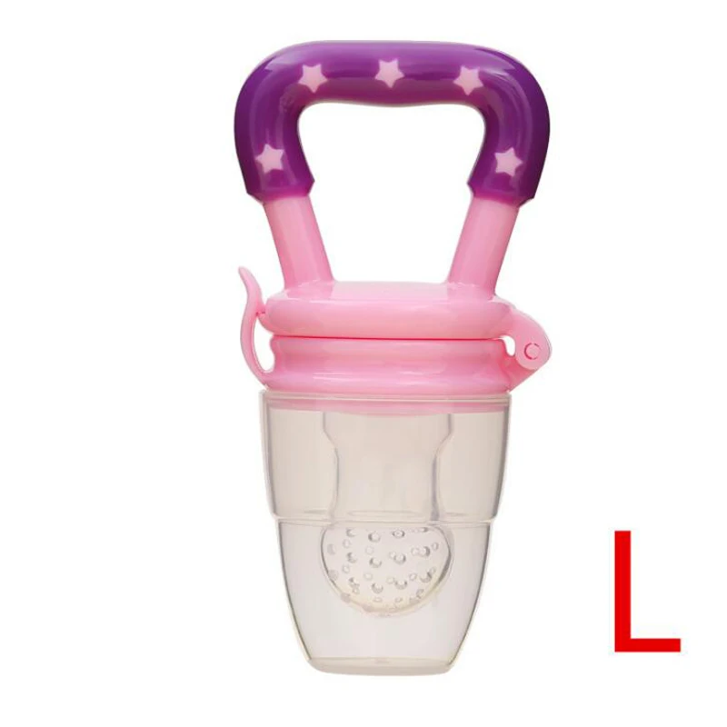Детские игрушки, портативная Детская Соска с фруктами, силиконовая безопасная соска для кормления, игрушки-прорезыватели для детей 3+ месяцев - Цвет: Pink L