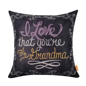 

LINKWELL 45x45cm I Love that You are My Grandma Linen Cushion Covers Pillowcase Blackboard Art Monogram Chalk Words Mother Day