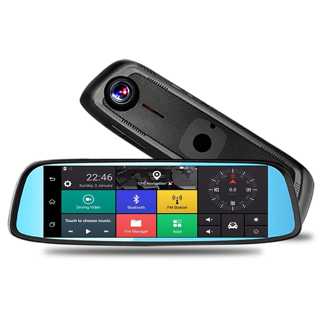 Cheap 2017 Newest  8" 4G Touch IPS Car DVR Camera Mirror GPS Bluetooth WIFI Android 5.1 Dual Lens FHD 1080p Video Recorder
