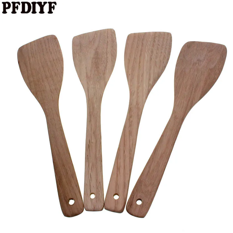 

1 PCS No Paint Cooking Utensils Wooden Turners Pancake Shovel Pot Spatula With Long Handle Frying Fish Shovel Kitchen Tools