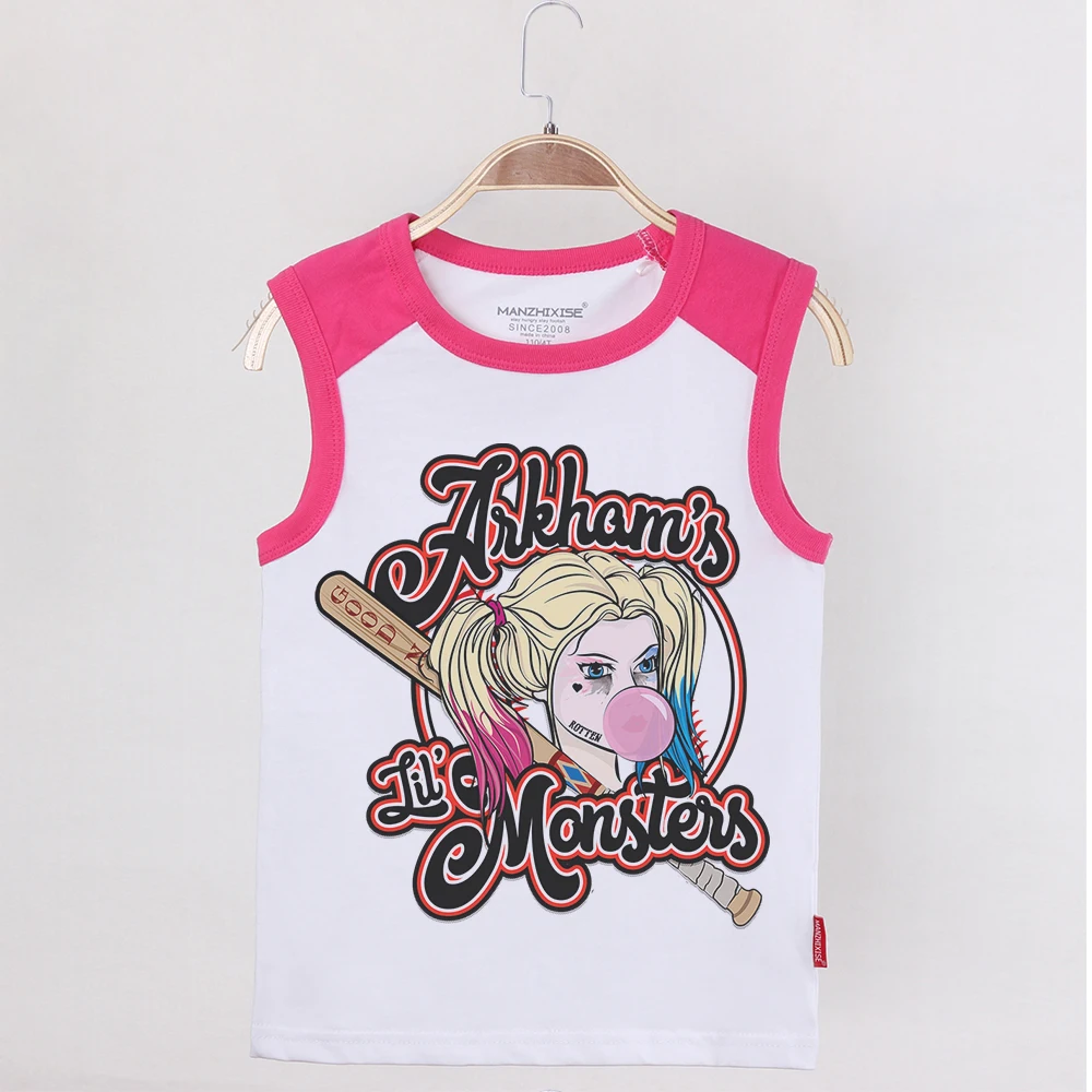 Детская одежда детская майка Harley Quinn хлопковые дышащие топы для девочек без