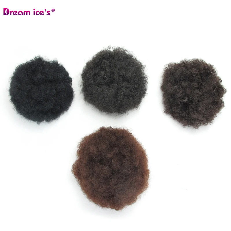 Synthetic Afro puff kinky curly hair extension chignon fake drawstring donut hair piece ponytail scrunchies with clips in