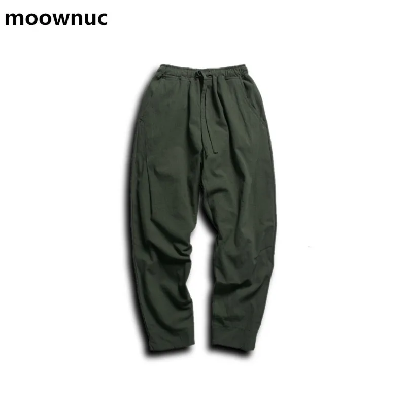 Men Pants Linen Drawstring Flax Pants Straight Ankle-length Pants solid Linen Cotton Home Men's Trousers Fashion Pants Linen