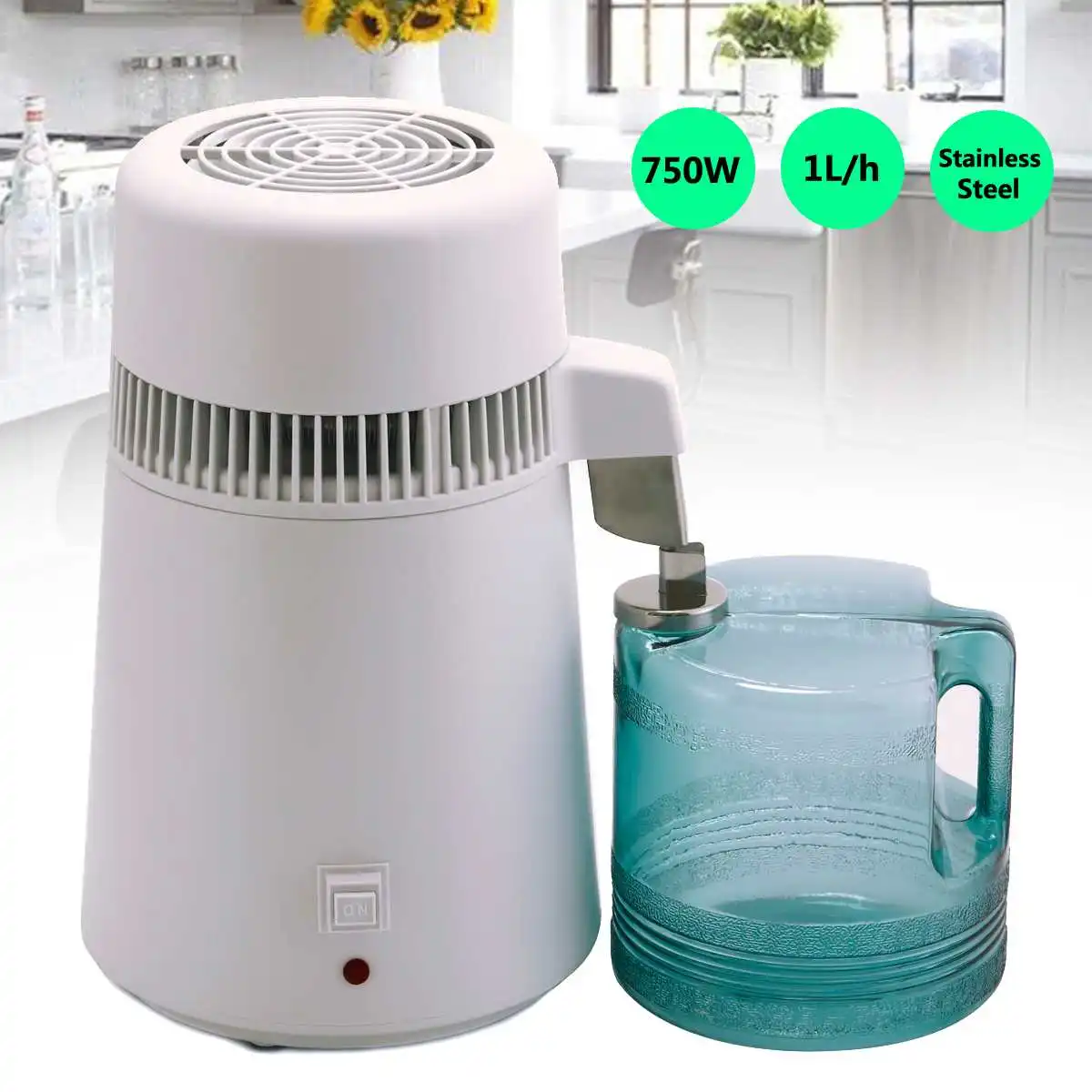 

4L Home Pure Water Distiller Filter Water Purifier Machine Distillation Purifier Stainless Steel Container Distilled Plastic Jar