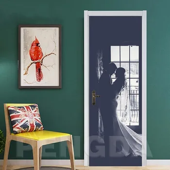 

Diy Art Decal Sticker Home Door Couple Romantic 3D Self Adhesive Decoration Renovation PVC Wallpaper Print Picture Living Room