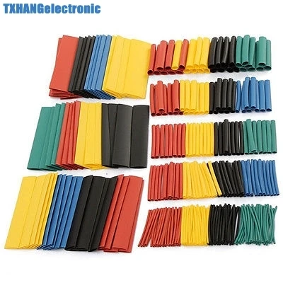 

328 Pcs/lot 5 Colors 8 Sizes Assorted 2:1 Heat Shrink Tubing Wrap Sleeve Kit top shrink wrapped Electrical Insulation Cable diy