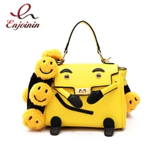 Cute fashion cartoon damen handtasche lächelndes schultergurt weibliche totes casual umhängetasche crossbody umhängetasche 2 farben