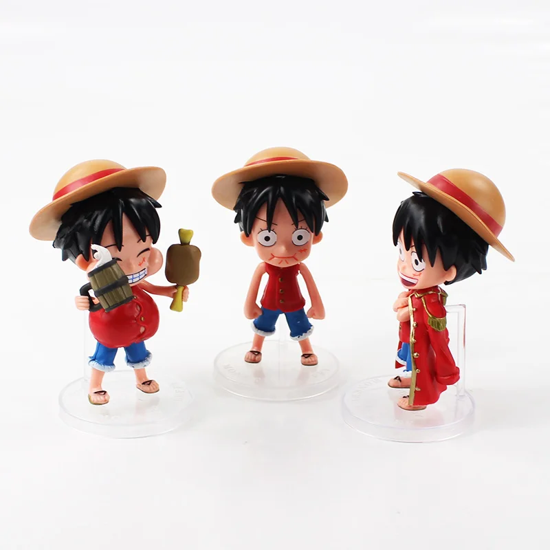 3 шт./лот 10 см фотофигурка Q Version Monkey D Luffy New World ПВХ аниме Коллекционная модель