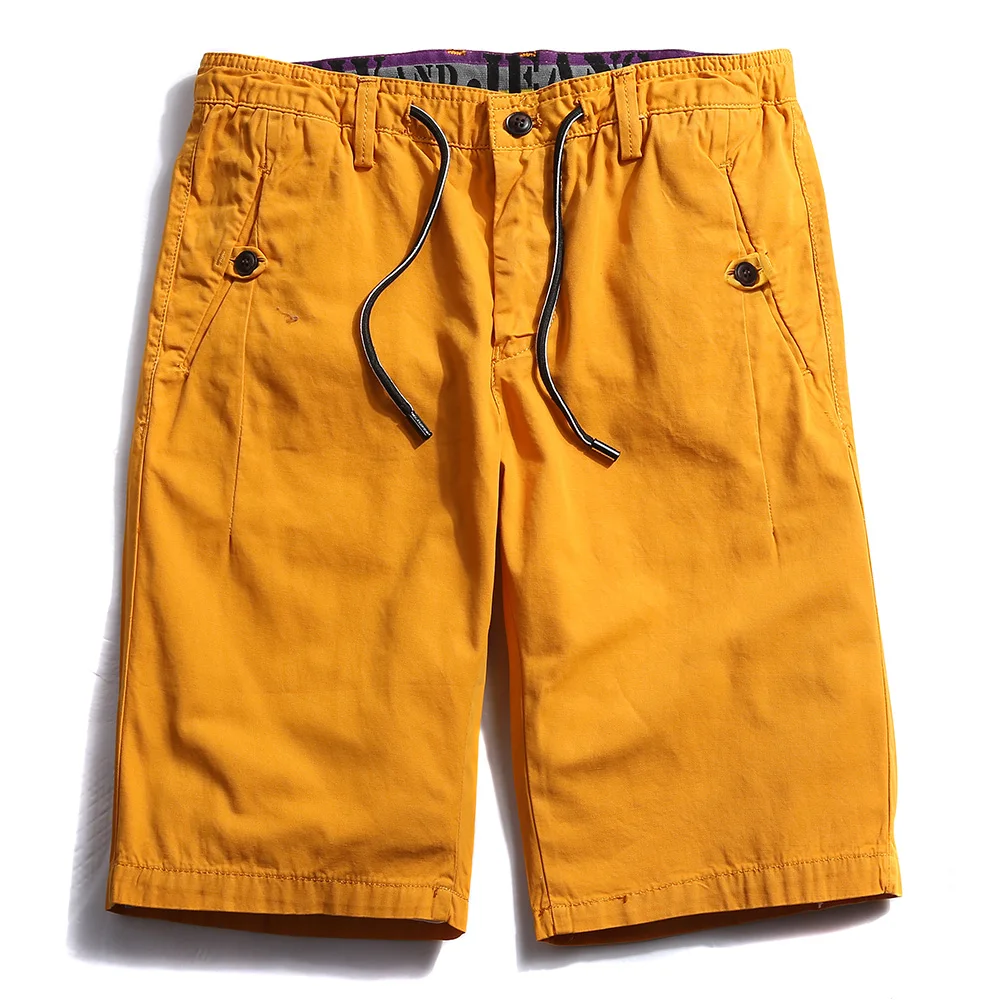 Мужские шорты-карго, летние шорты в стиле милитари, мужские модные шорты, повседневные однотонные шорты до колен, мужские бермуды, стиль, большие размеры F57 - Цвет: Цвет: желтый
