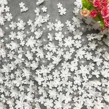 Белая свадьба слоновой кости платье кружевная ткань 3D шифон цветы ногтей атласная бусина высокого класса европейская кружевная ткань