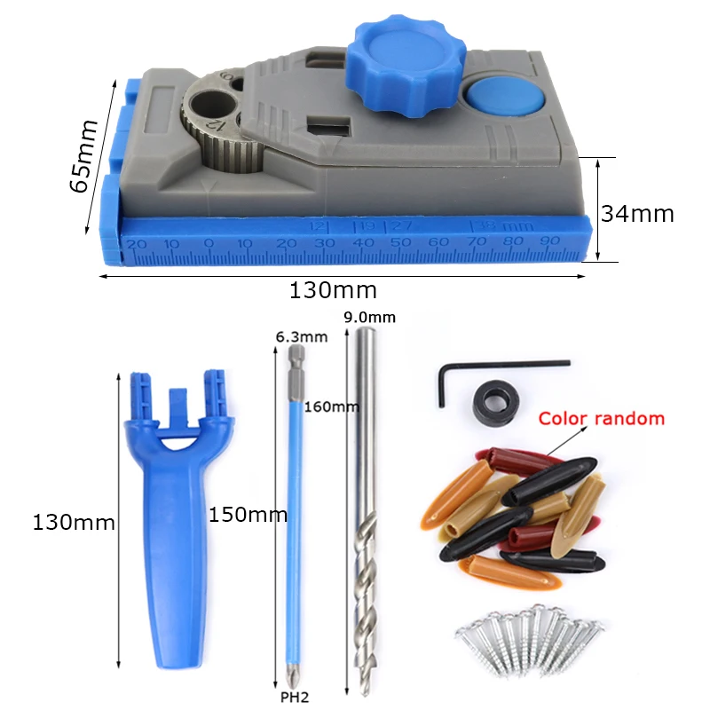 Wood Doweling Jig Kit & Pocket Hole Jig 6/8/10/12mm Drill Guide With Screws For Hole Puncher Carpentry Woodworking Tools   