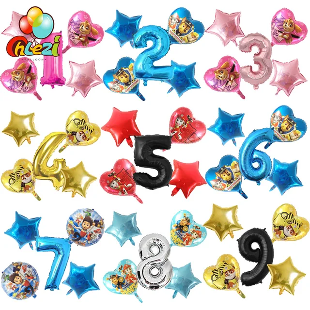 PAW Patrol Skye Rubble chase Cartoon figure balloons Kid' birthday party decor supplies pink blue Number ballons baby shower