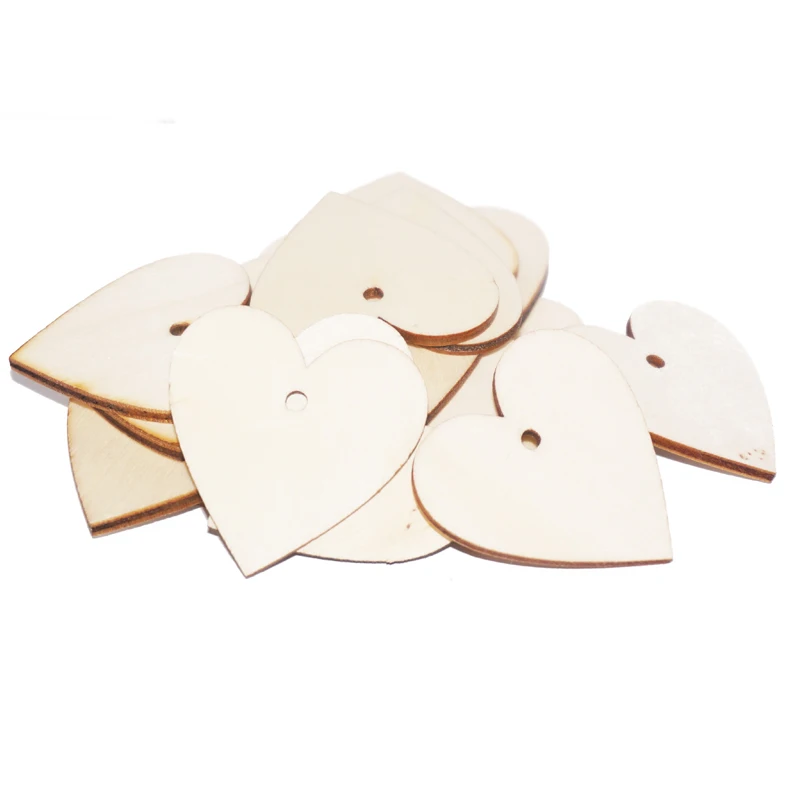 

100pcs 10mm 20mm Wooden Heart with Hole Shapes Embellishments Small Mini Shape Craft for Home Birthday Party Wedding Decoration