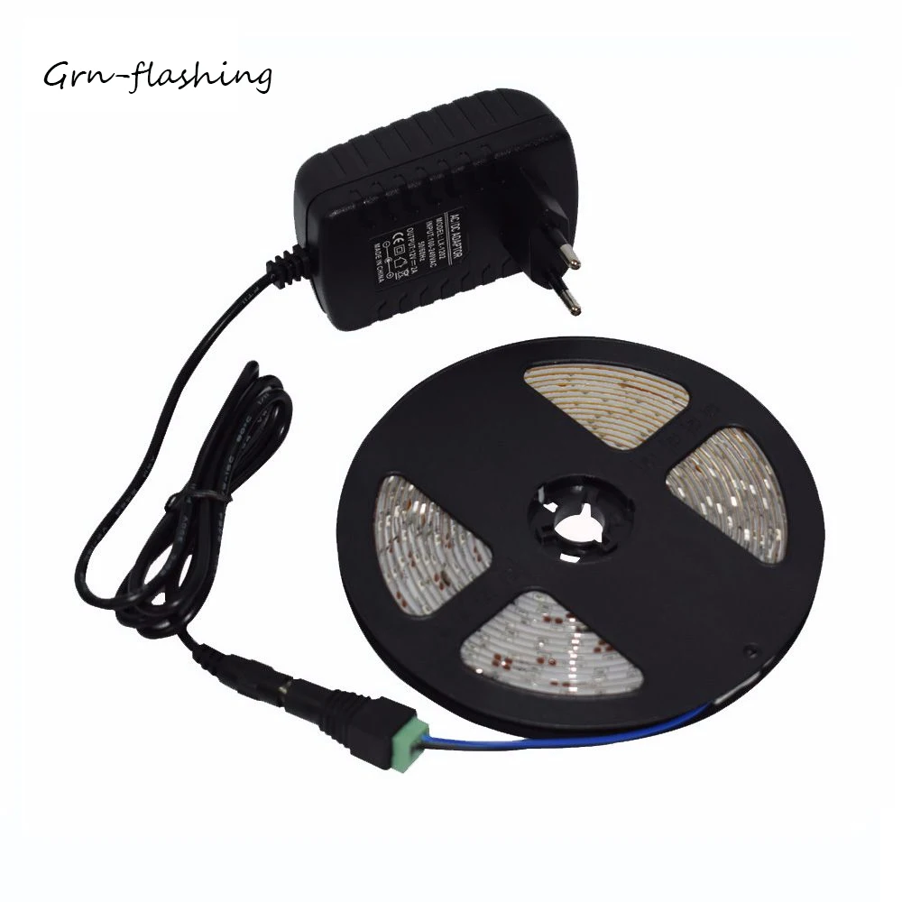 

5M 60led/m SMD 2835 led strip light IP65 waterproof Flexible led strip tape with DC12V power adapter set for indoor decoration