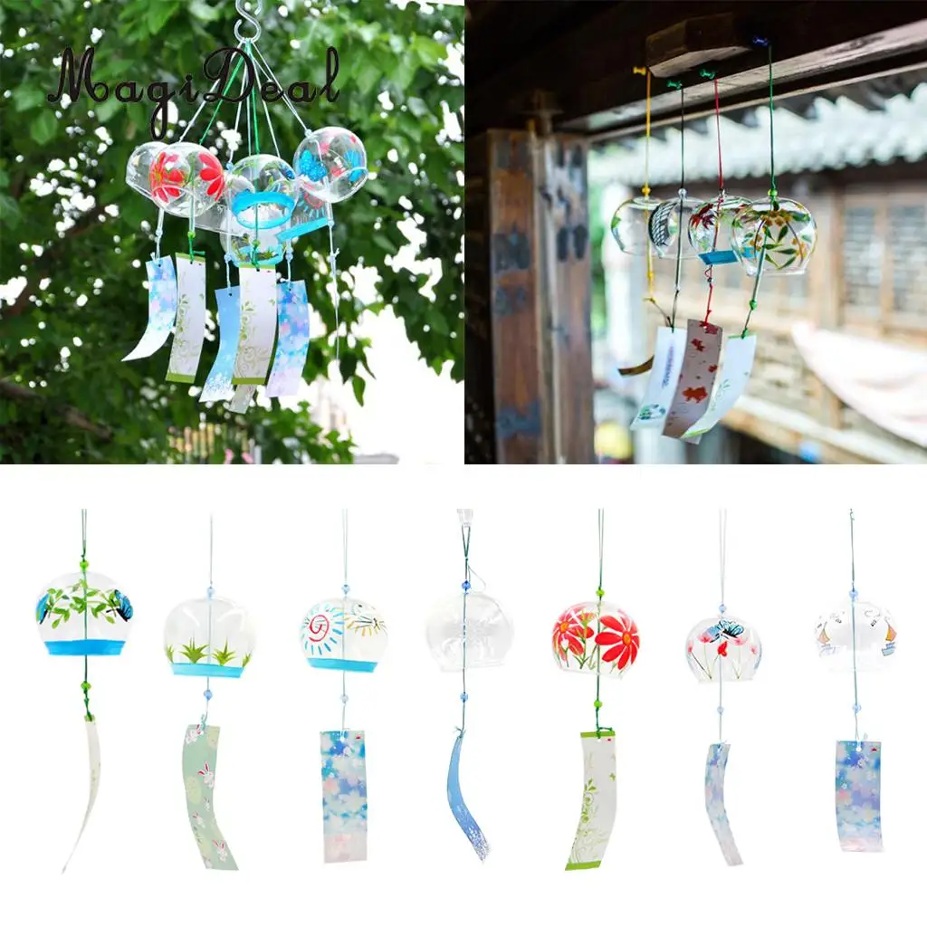 

MagiDeal Glass Wind Chime Bell Hanging Ornament Decor Birthday Gifts Home Garden Decoration