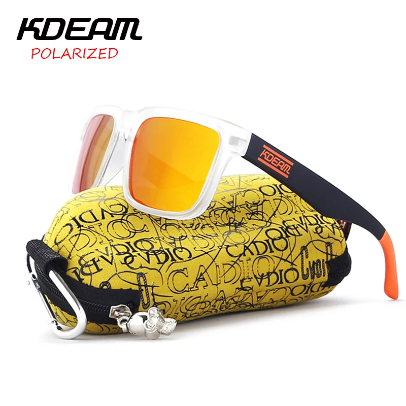 

KDEAM 2017 New sunglasses men polarized Square Frame Sun Glasses Cool Orange Design HD lens UV400 With Original Case KD901P-C7