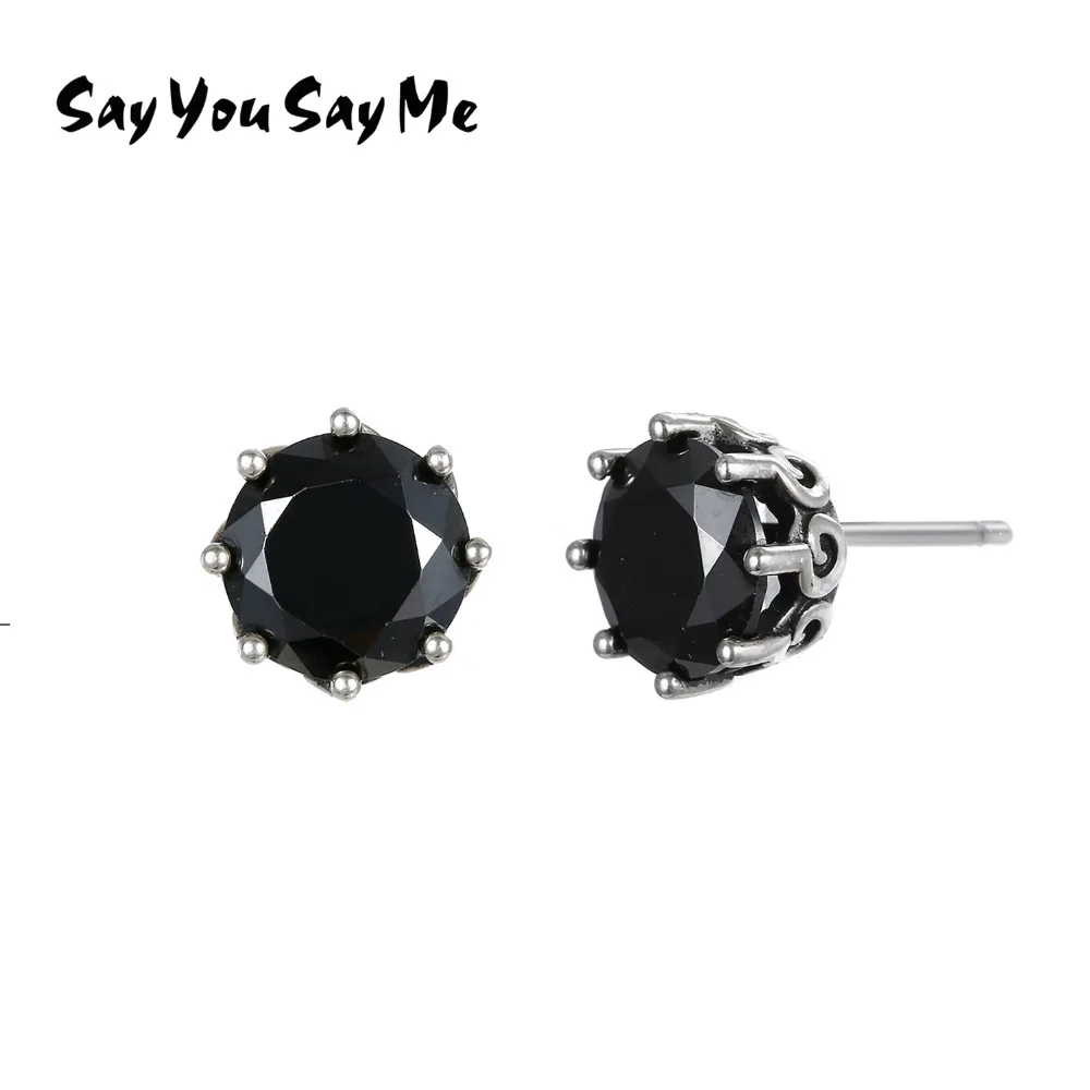 Say You Say Me 925 Sterling Silver Black Zircon Stud Earrings Simple Minimalist Gifts For Women