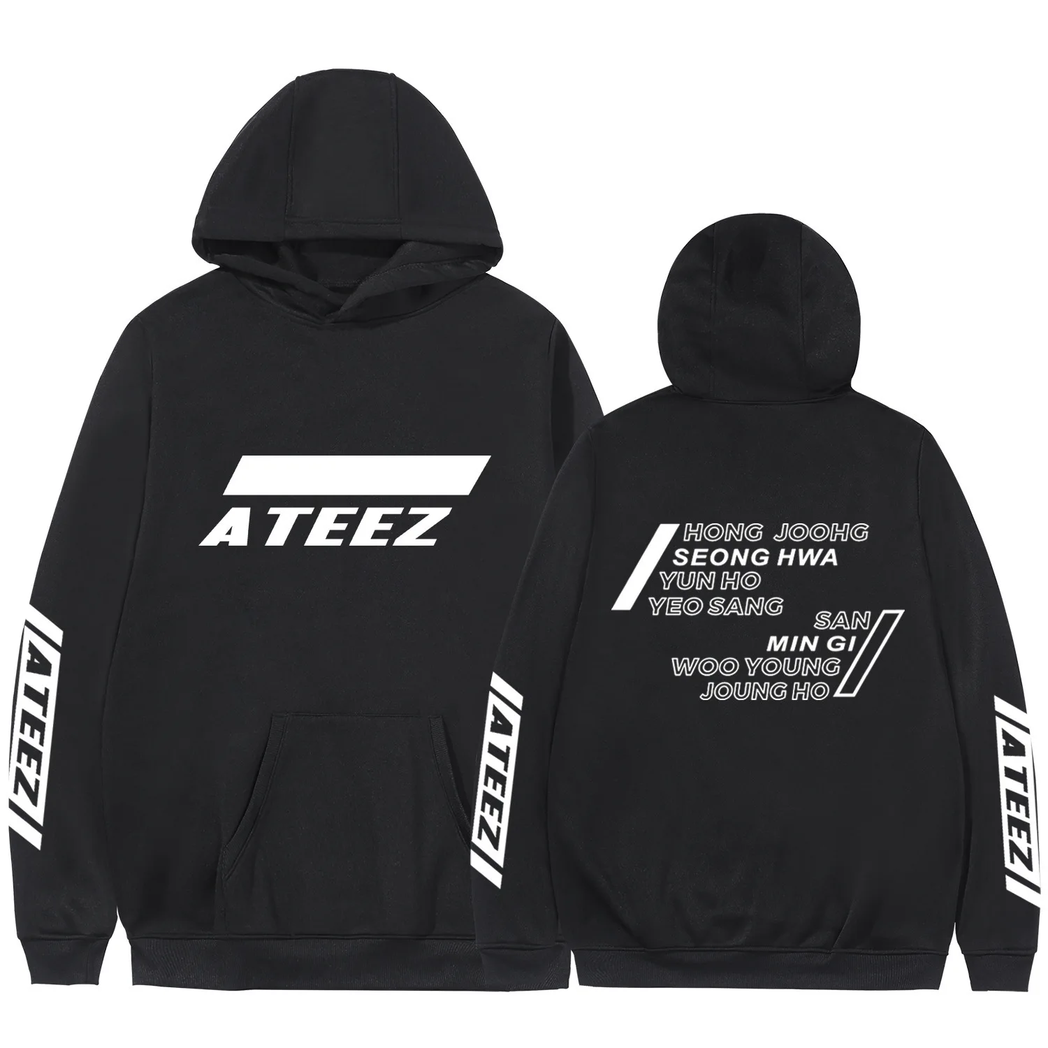 Толстовки Kpop Ateez имитация двух частей толстовки Модный пуловер с