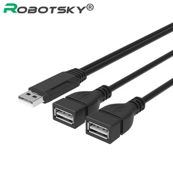 

Robotsky USB2.0 Extension Cable Male to 2 Female Data Sync Charge Cable USB Splitter for Laptop PC Printer Hard Disk