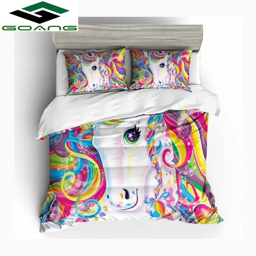 

GOANG Bedding Set Europe Style cartoon Unicorn Duvet Cover Pillow Cases Twin Full Queen King Super King Size Kids Bedclothes Bed