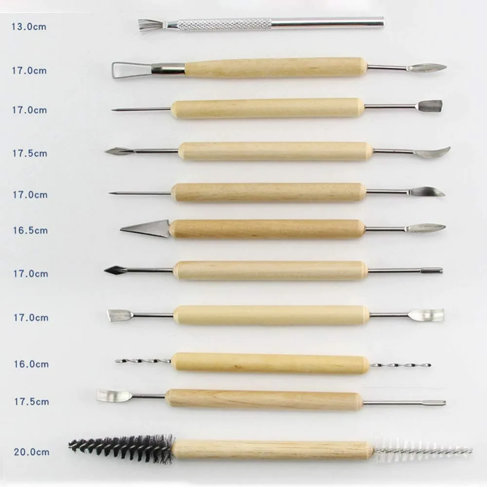 11Pcs Arts Crafts Clay Sculpting Tools Set Pumpkin Carving Tool Halloween Sculpting Kit Wooden Handle Modeling Clay Tools