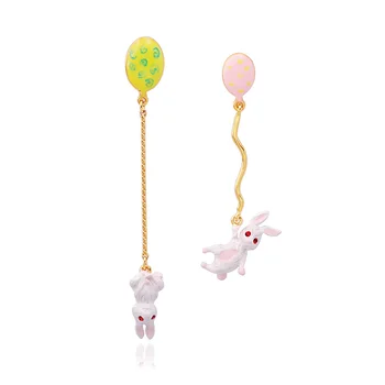 

Juicy Grape Fashion Cute Long Asymmetric Rabbit Earrings Female Hand-painted Enamel Balloon Earrings Fashion Jewelry