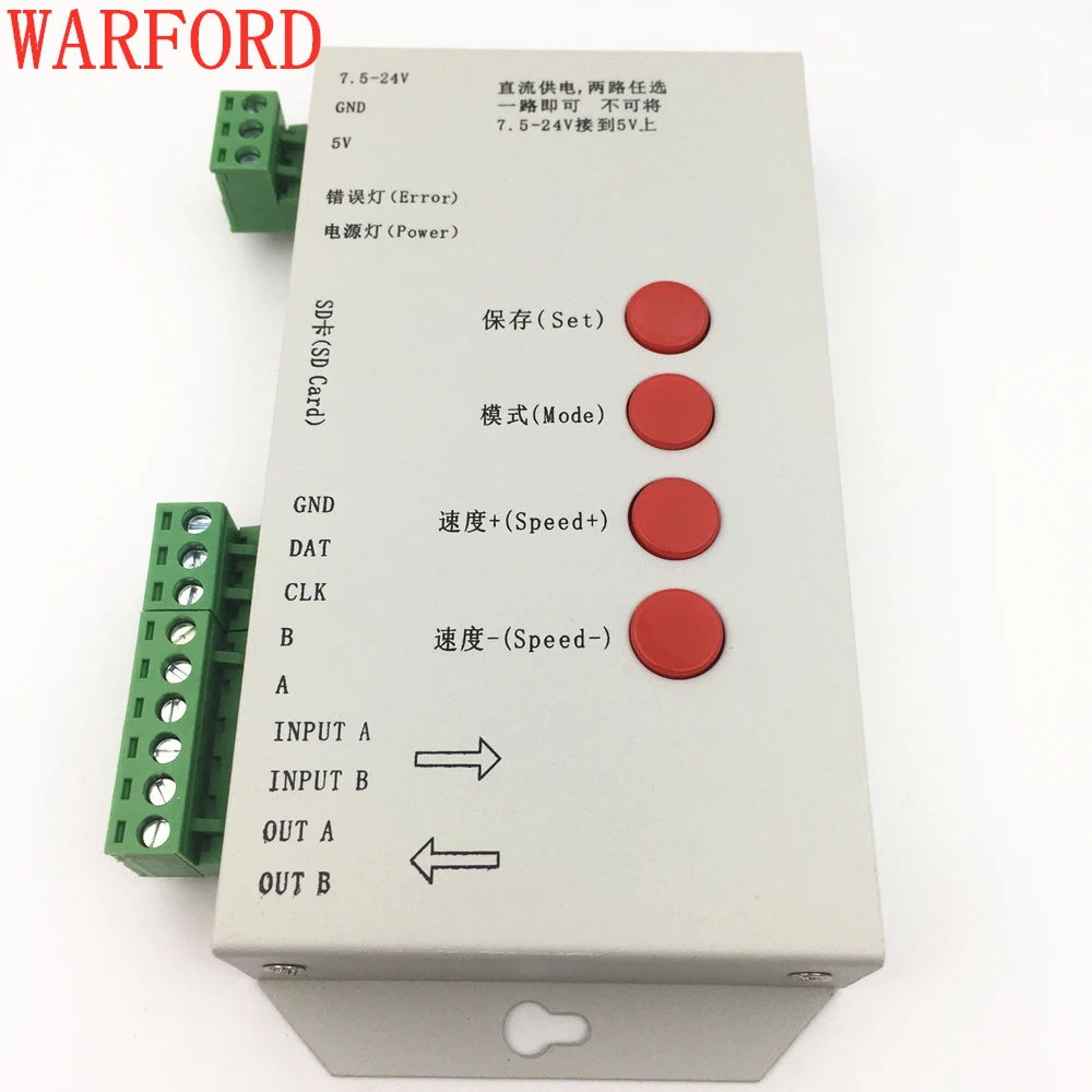 

DC5~24V T1000S SD Card WS2801 WS2811 WS2812B APA102 LPD6803 LPD8806 DMX512 LED 2048 Pixels Controller T-1000S RGB Controller